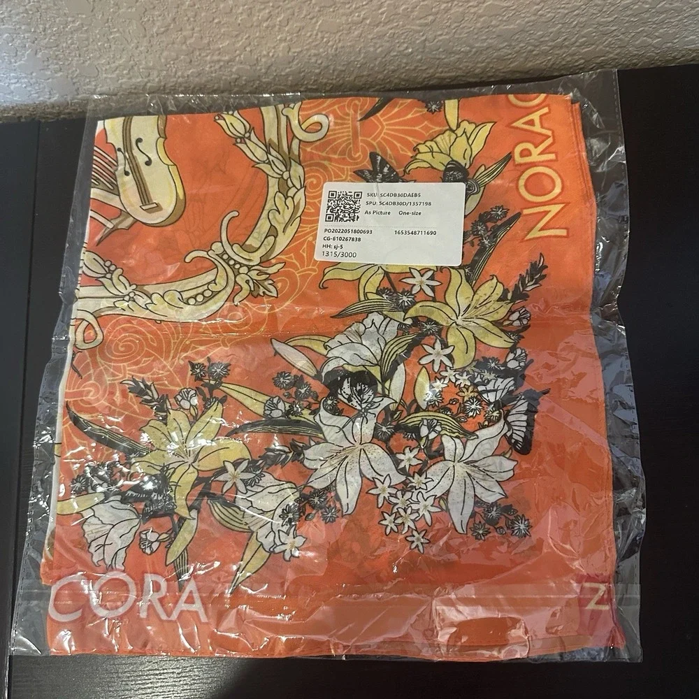 NORACORA women's Vibrant Silk Scarf W A Gorgeous Floral Design 21